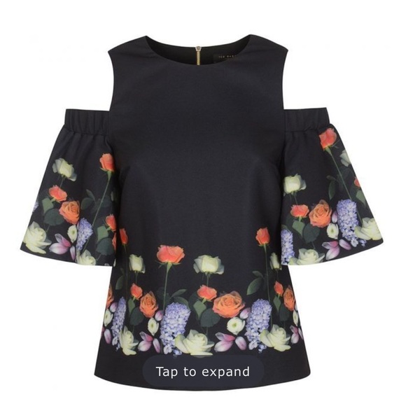 Ted Baker AMARGA KENSINGTON CUT OUT SHOULDER TOP IN BLACK - Picture 3 of 9